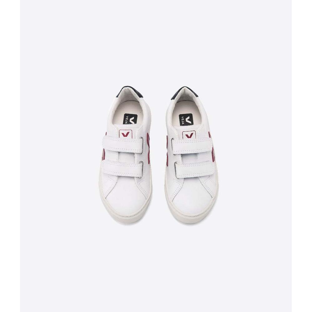 Veja ESPLAR LEATHER Joggesko Barn White/Black/Red | NO 819MQZ